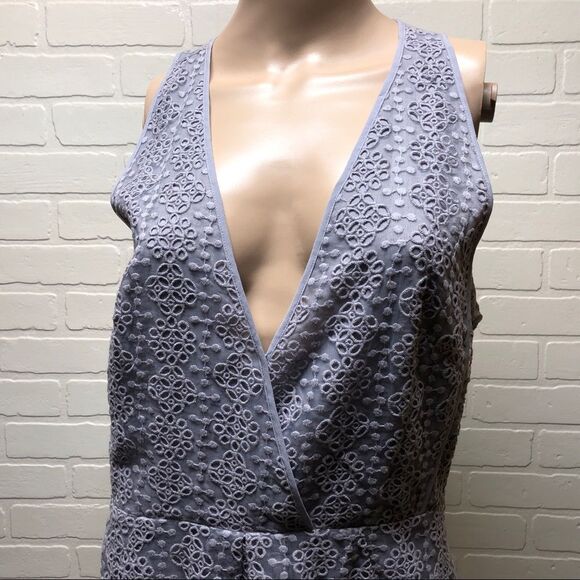 NWT Rebecca Minkoff Womens Gray Plum Lace Pleated Racerback Casual Dress 10 $598 - Picture 5 of 15